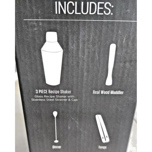 Cambridge Frosted Glass Recipe Shaker Set-no jigger - Picture 4 of 4